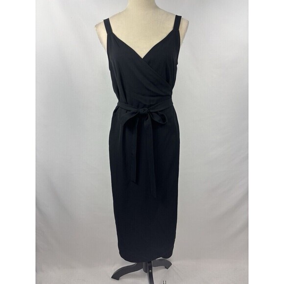 Everlane Japanese GoWeave Tank Wrap Dress Black 6 - Picture 4 of 12